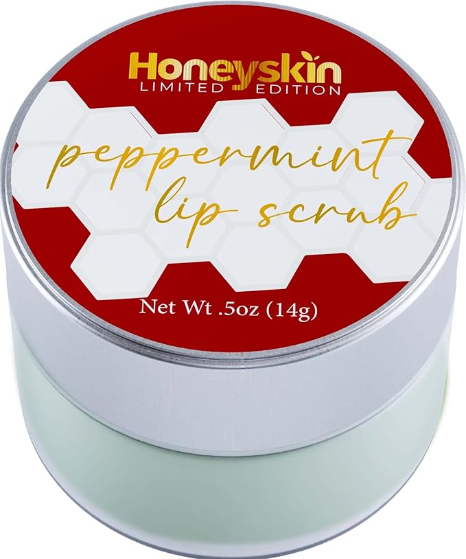 Lip Exfoliator Scrub and Lip Treatment - Gentle Lip Repair for Dry Cracked Lips and Lip Scrubs Exfoliator and Moisturizer - All Naturals Lip Brightening for Dark Lips (Peppermint)-Velvo Beauty