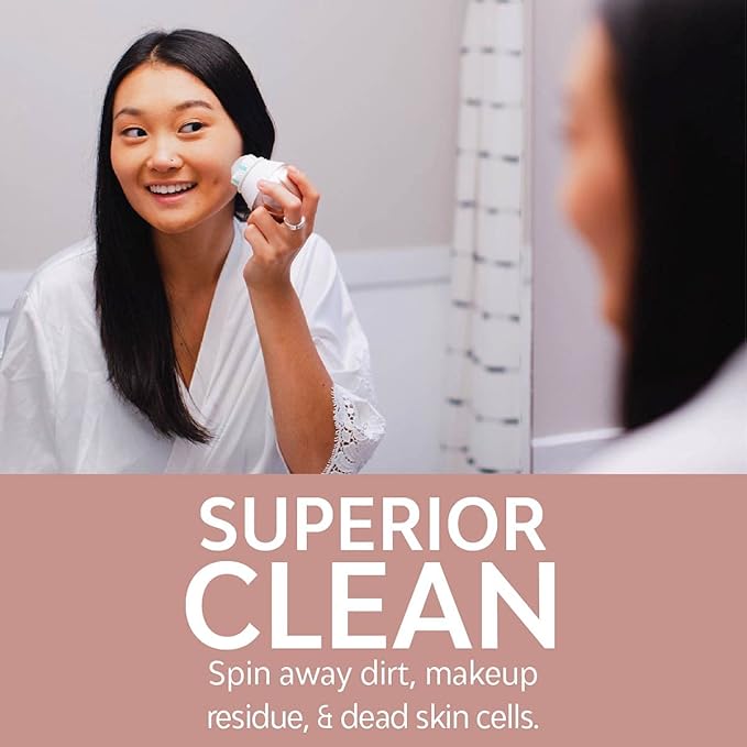 TAO Clean Ona Diamond Orbital Facial Brush and Cleansing Station, Electric Face Cleansing Brush with Ergonomic Handle, Dual Speed Settings, Rose Gold-Velvo Beauty