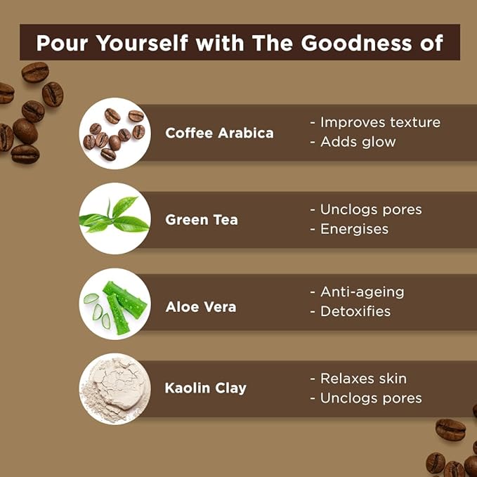 The Man Company Coffee Face Care Kit with Face Wash, Face Scrub, Face Pack | Cleanses, Detoxifies, Relaxes, Glowing and Brightening Skin - Pack of 3-Velvo Beauty