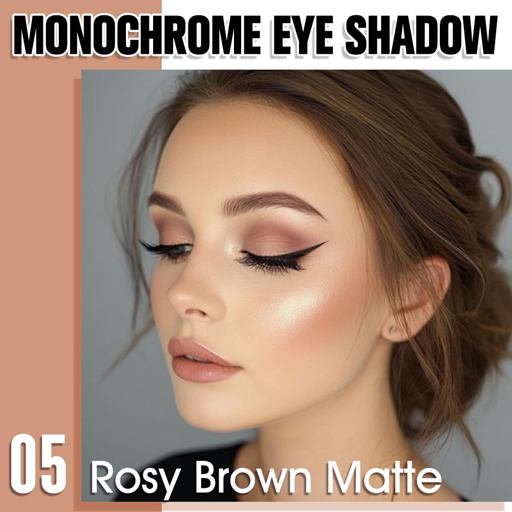 Single Matte Eye Shadow Palette Makeup, Rosy Brown Matte Eyeshadow for Women, Monochrome Eye Shadow Makeup, Pigmented Waterproof Sombras Para Ojos, Vegan, Talc, Paraben & Cruelty Free, 05-Velvo Beauty