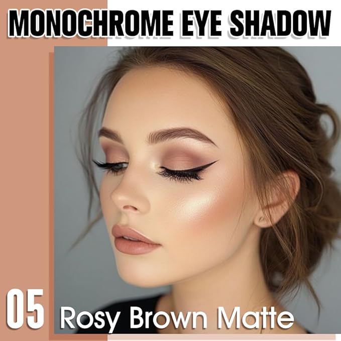 Light Brown Single Matte Eyeshadow Makeup, Neutral Powde Eye Shadow for Women, Rosy Brown Eyeshadow Palette Pigmented Waterproof, sombras para ojos, Lightweight Blendable, Girls Eyeshadows Gift-Velvo Beauty