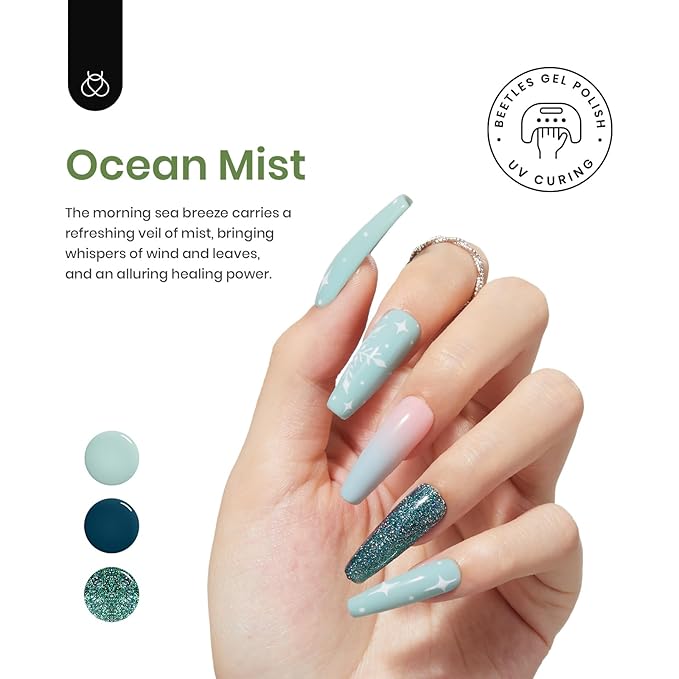 Beetles Green Gel Nail Polish Set - 6 Colors Green Gray Blue Glitter Nail Gel Polish Soak off Uv Gel Nail Art Manicure Gifts for Women-Velvo Beauty