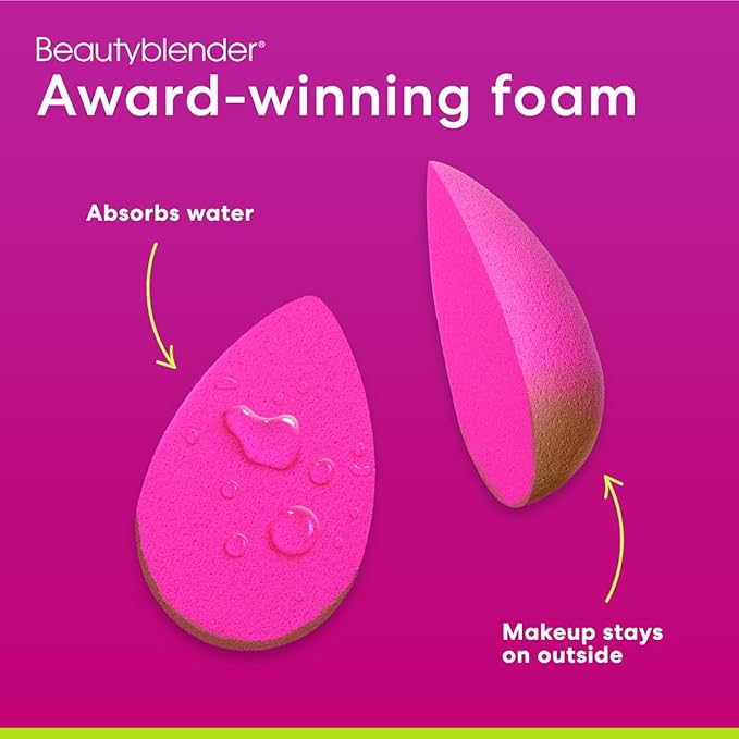 Beautyblender® | Original Pink Beauty Blender Makeup Sponge, Super-Soft Foam Easily Blends Foundations, Powders & Creams, Made in USA, Reusable, Washable, Streak Free Application, Vegan, Cruelty Free-Velvo Beauty