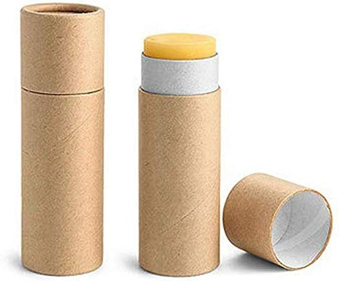 10 Pcs 1oz Cardboard Lip Balm Tubes Kraft Paper Lipstick Tube Empty Lip Gloss Containers Refillable Chapstick Container Round Paper Solid Tube for DIY Cosmetic Samples Lotion Deodorant,Brown-Velvo Beauty