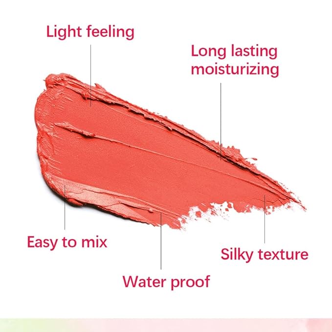 On-the-Go Makeup Blush Stick Tinted Moisture Stick, Shadow Lips Cheek Blusher Creamy Makeup Long Lasting Natural Nude Makeup for All Skin (orange)-Velvo Beauty