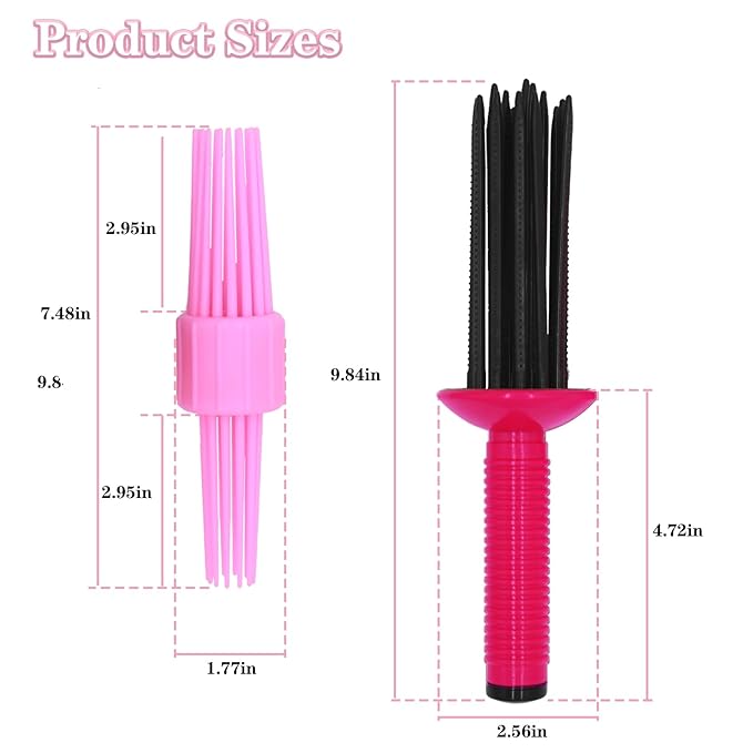 2PCS Curling Roll Comb, Curly Hair Brush for Curly Hair, Three Different Sizes of Styler Curl Brush Hairr Tools for Casual Wear or Special Events-Velvo Beauty