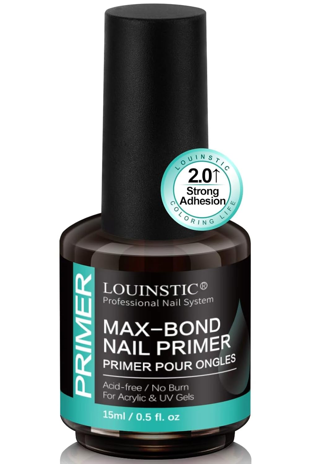 LOUINSTIC Acid-Free Nail Primer 15ml - Hema-Free Nail Prep for UV Gel, Builder Gel, Gel Polish & Acrylic Nails - No-Burn & No-Lift - Quick Air Dry, Low-Odor, Low-Irritant, Salon & Home Use-Velvo Beauty