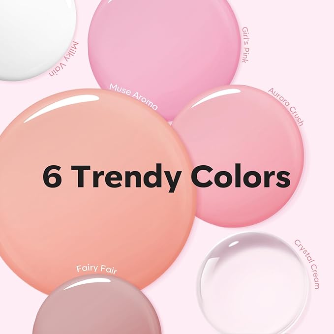 Modelones Poly Nail Gel Kit, 6 Colors Poly Extension Gel Clear Pink White with 48W U V/LED Lamp 3D Nail Charms Builder Slip Solution Complete Toe Manicure Supplies Tools for Starter-Velvo Beauty