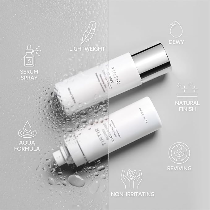 TIRTIR Glossy Coating Mist 3.38 fl. oz, Illuminating Polyglutamic Acid Face Mist for Fresh, Glowing Skin,Cooling, Soothing, Makeup Prep Spray-Velvo Beauty