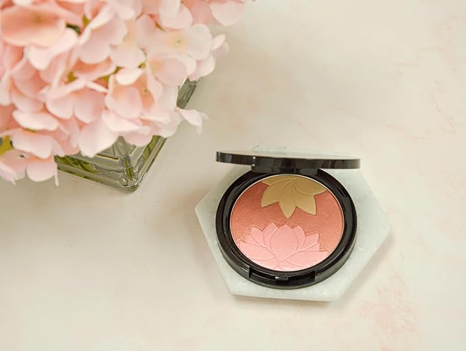 Manna Kadar Beauty - Blossom Floral Compact, Multi-functional Blush & Highlighter, 3 Shades of Pink, Coral, & Champagne for a Perfect Blend, Natural & Radiant, Use on Décolletage, Highly Pigmented-Velvo Beauty