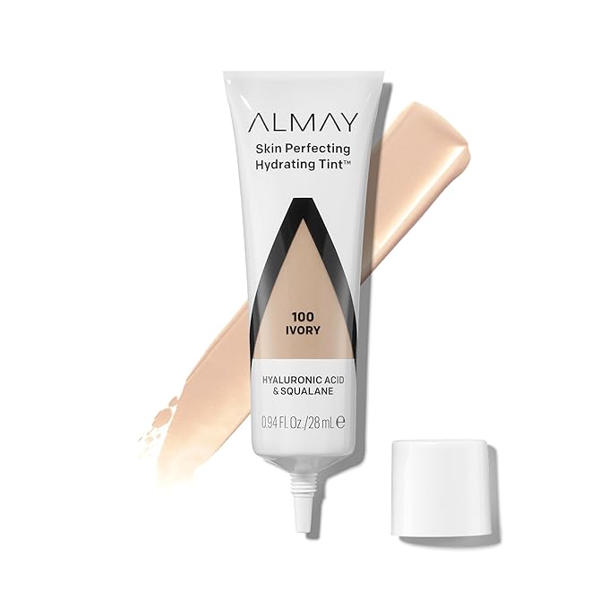 Almay Hydrating Liquid Foundation Tint, Lightweight with Light Coverage, Naturally Dewy Finish, Hypoallergenic, Dermatologist TestedFragrance Free, 100 Ivory, 0.94 fl oz.-Velvo Beauty