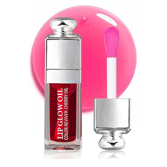 Hydrating Lip Glow Oil, Moisturizing Plumper Lip Gloss, Transparent Plumping Balm, Tinted Balm Care 0.2 OZ - 015 CHERRY-Velvo Beauty