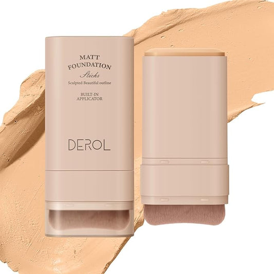 Multi-Use Foundation Stick Makeup with Brush,High Coverage Blendable Lightweight Contour Stick,Waterproof Flawless Natural Finish Creamy Foundation Makeup,Longwear Face Makeup Stick(#3)-Velvo Beauty