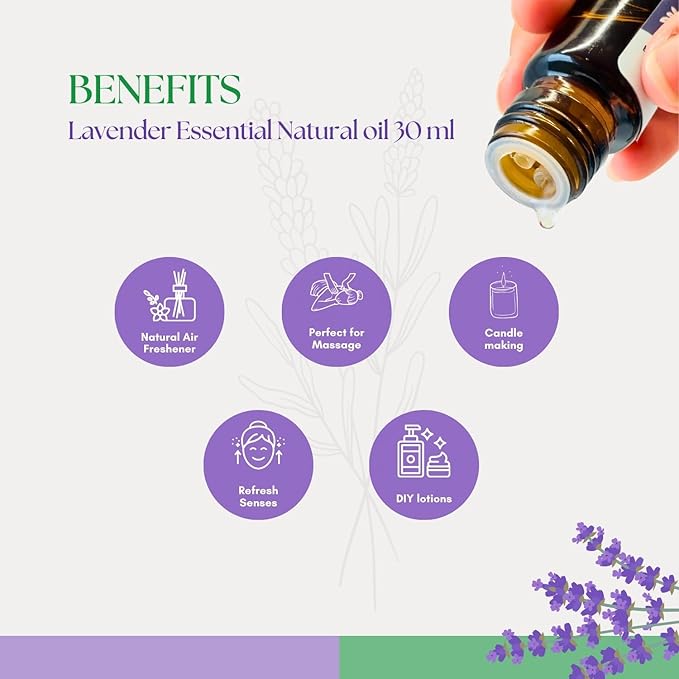 Roots & Above Pure Natural Lavender Essential Oil 1.01 oz/30ml for Diffuser, Skin, Hair, Self-Care, Soap & Candle Making Scent Fragrance-Velvo Beauty