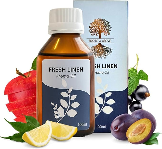 Roots & Above Fresh Linen Aroma Oil 3.38 oz/100ml Perfect for Diffusers, Soap Making, Candles, Lotion, Home Scents, Perfume & Fragrance Oils-Velvo Beauty