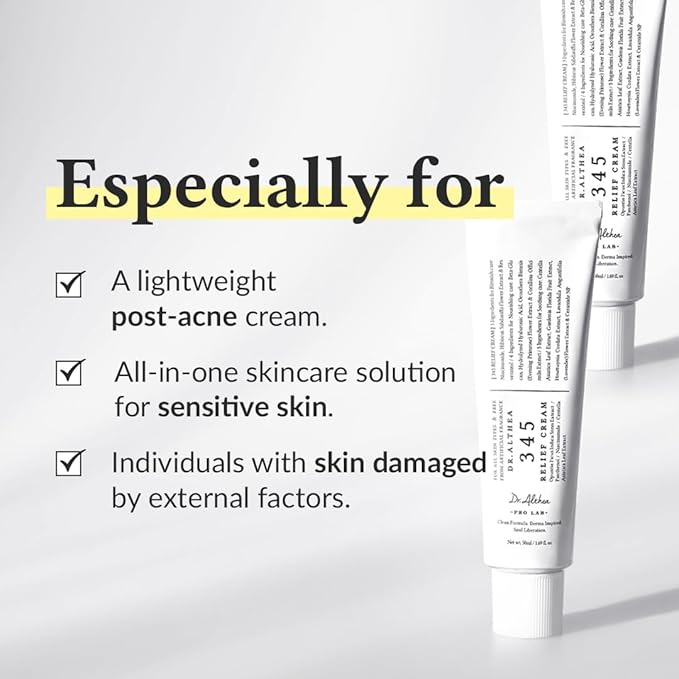 Dr.Althea 345 Relief Cream, Daily Face Moisturizer, Blemish Relief Care, Soothing Recovery & Moisture, Korean Vegan Skin Care for All Skin Types, 1.69 Fl Oz (Pack of 1)-Velvo Beauty