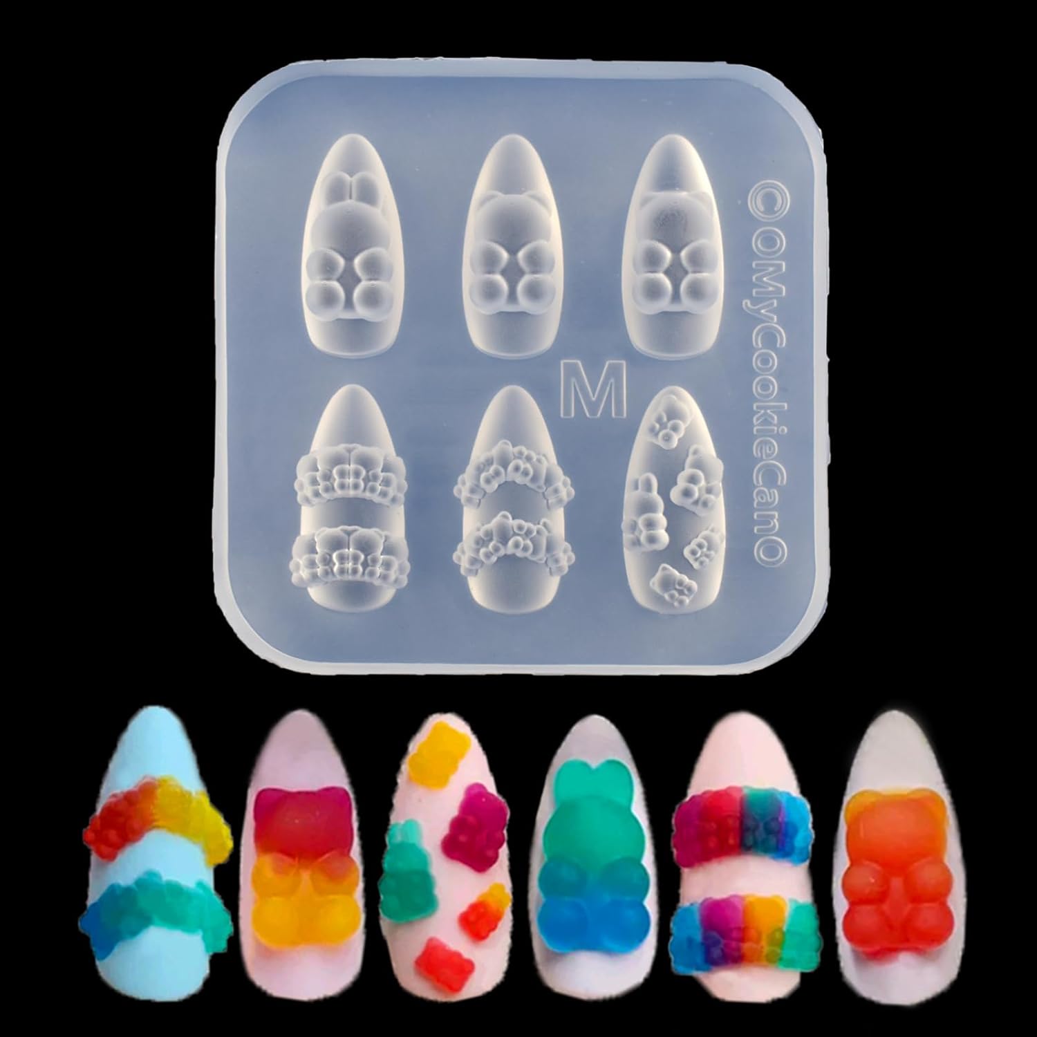 Silicone Nail Art Molds Cute Little Bear Charm Design Carving Template Resin Mold Nail Accessories for Women DIY Manicure Supplies-Velvo Beauty