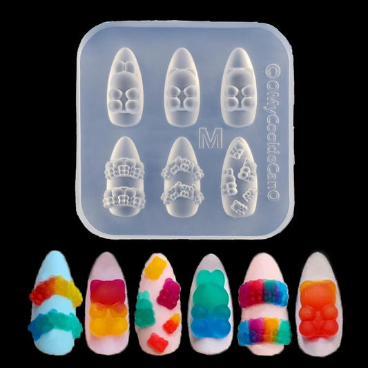 Silicone Nail Art Molds Cute Little Bear Charm Design Carving Template Resin Mold Nail Accessories for Women DIY Manicure Supplies-Velvo Beauty