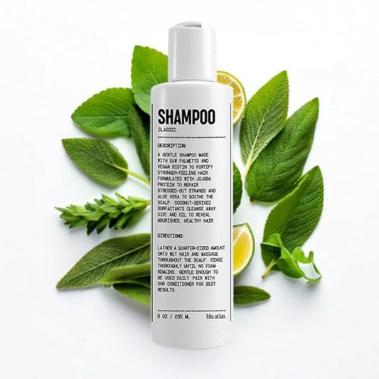 Blu Atlas Men's Natural Shampoo – Organic, Sulfate-Free, Paraben-Free – Deep Cleansing & Hydrating – Classic Scent (Bergamot, Sage, Patchouli) – Made in America– 8 oz-Velvo Beauty
