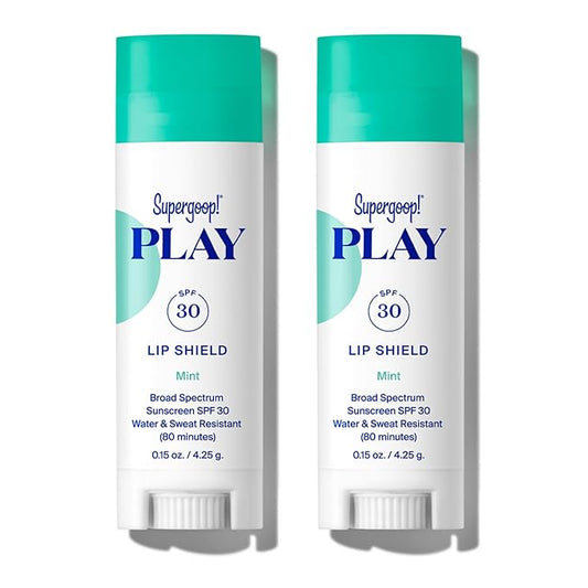 Supergoop! PLAY Lip Shield SPF 30 with Mint - Pack of 2 - Moisturizing Lip Balm for Dry Cracked Lips - Broad Spectrum UV Protection-Velvo Beauty
