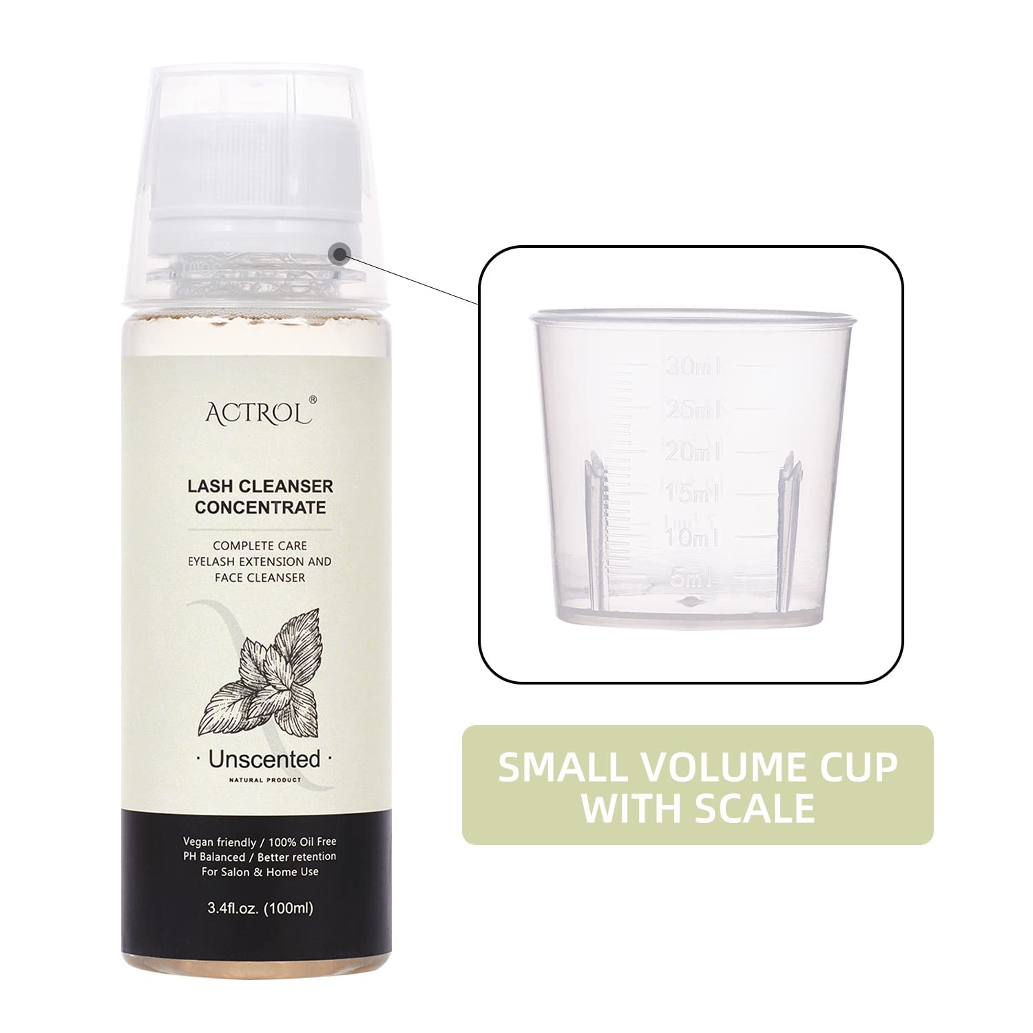 Eyelash Shampoo Concentrate 100ml Lash Extensions Cleanser Concentrate Unscented Natural Foaming Shampoo DIY Wash for Extensions Lashes with Salon Home Care-Makes 60ml Bottles-Velvo Beauty