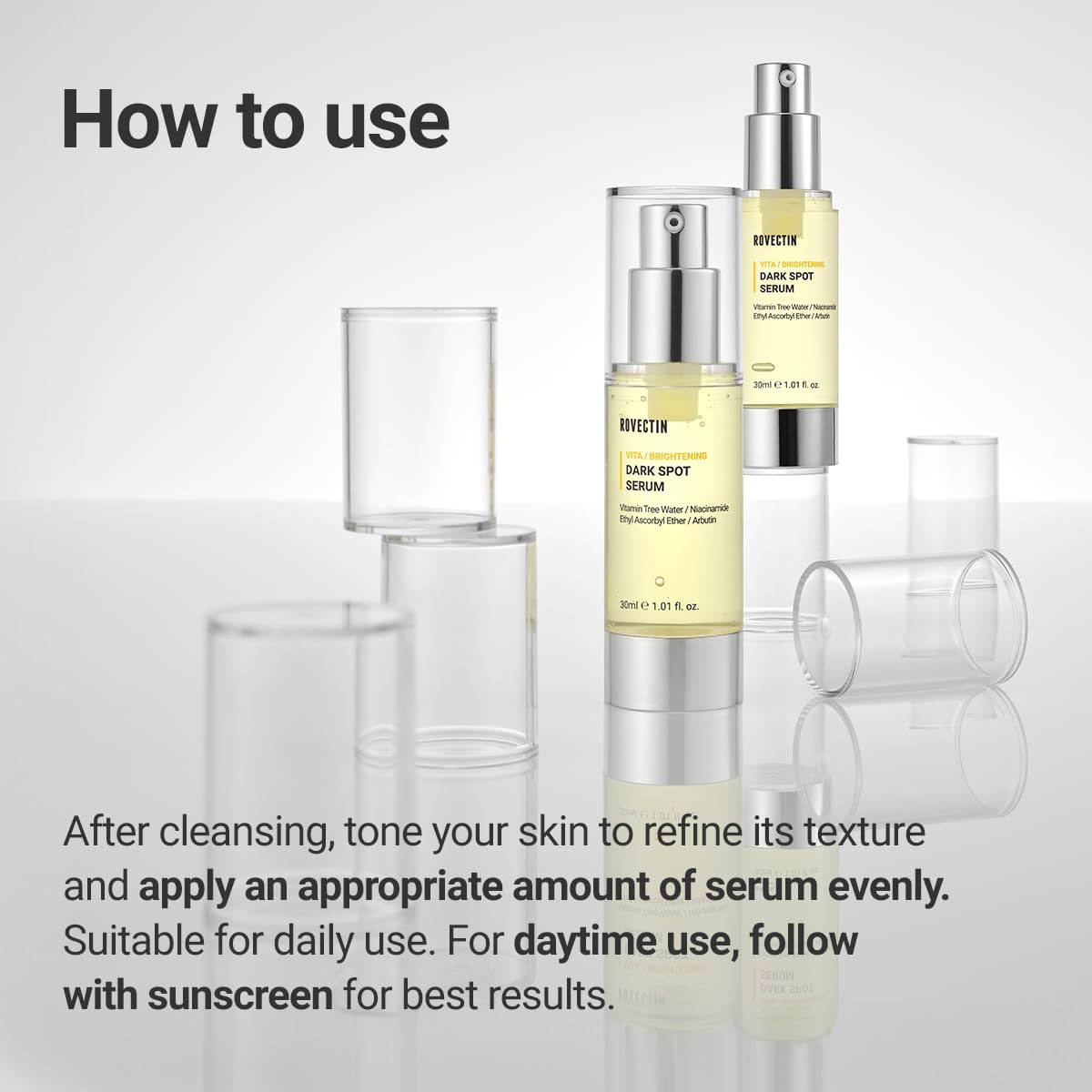 ROVECTIN Vita Dark Spot Serum for Clearing Blemish and Evening Skin Tone | Rich Vitamin C, Brightening, Hydrating For Dry, Sensitive, Normal, Oily Skin | Vegan K-Beauty (1.01 Fl. Oz, 30ml)-Velvo Beauty