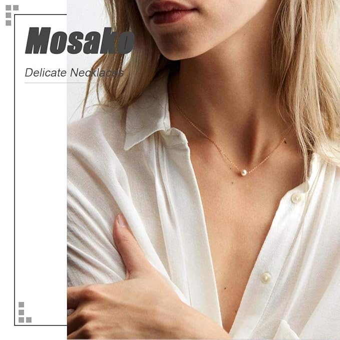 Single Pearl Pendant Necklace Chain Gold Necklace Short Necklaces for Women and Girls (Gold)-Velvo Beauty