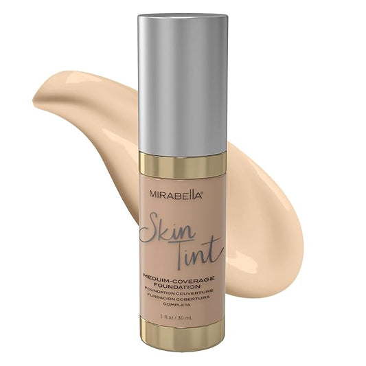 Mirabella Skin Tint Creme Liquid Foundation Makeup, Oil-Free Mineral Foundation for Medium Coverage - w/Hyaluronic Acid, Squalane, & Allantoin for All Skin Types - IC Cool-Velvo Beauty