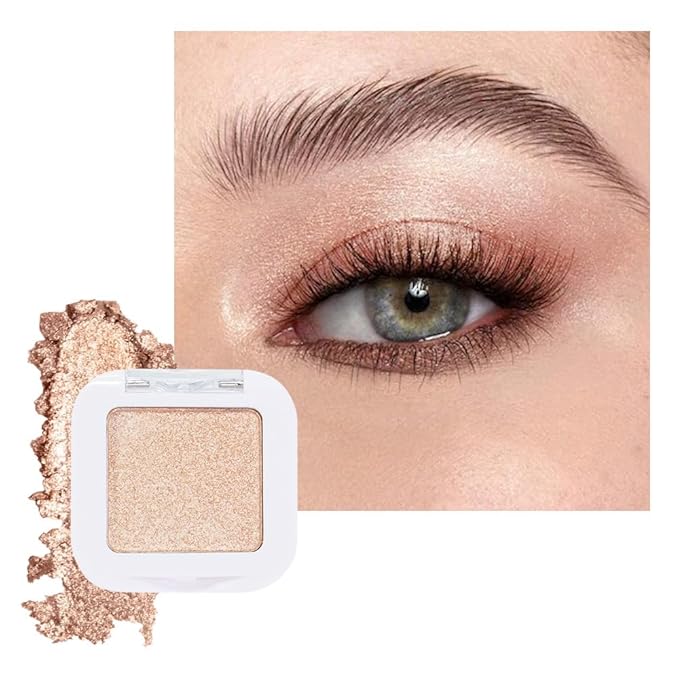 evpct Light Nude Brown Shimmer Single Eyeshadow Palette Makeup for Older Women, Iced Latte Glitter Sparkle Cream Eye Shadow Palette Brightener Makeup for Older Women, High Pigment Monochrome Eyeshadow-Velvo Beauty