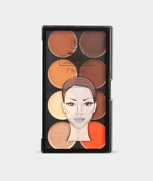 Ruby Kisses Flawless Finish with 3D Contour Cream Makeup Palette – Lightweight, Multi-Palette, Contouring Foundation, Creamy, Sculpt &Highlighting, Define Cheekbones (Light Medium)-Velvo Beauty