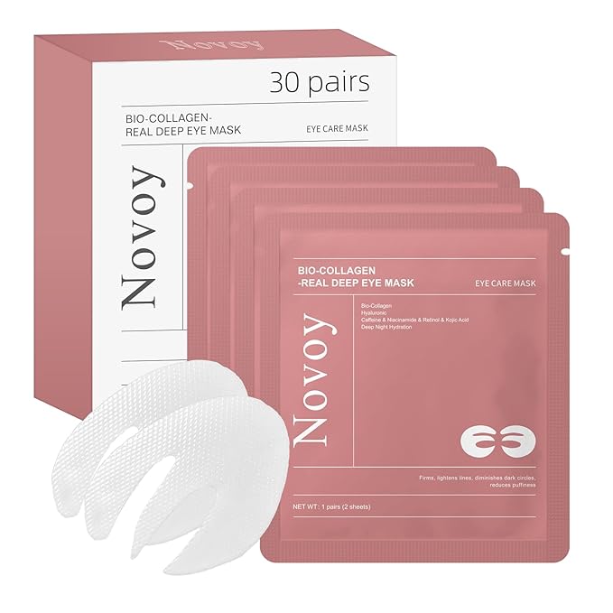 Novoy 30 Pairs Bio-Collagen Real Deep Eye Patches - 6-in-1 Retinol Overnight Eye Patches for Dark Circles, Puffiness & Wrinkles | 2% Caffeine/Hyaluronic/Niacinamide, Korean Popular Eye Mask - Lavender-Velvo Beauty