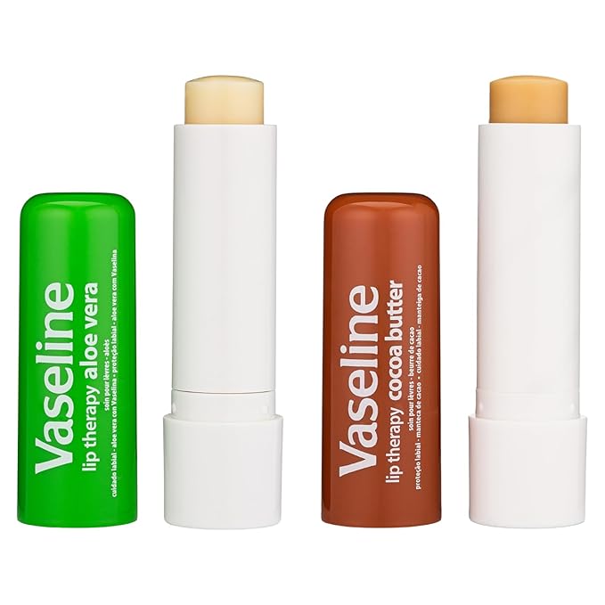 Vaseline Lip Therapy Variety 4-Pack – Cocoa Butter + Aloe Vera Moisturizing Lip Balm with Vitamin E, 0.16 Oz Ea-Velvo Beauty