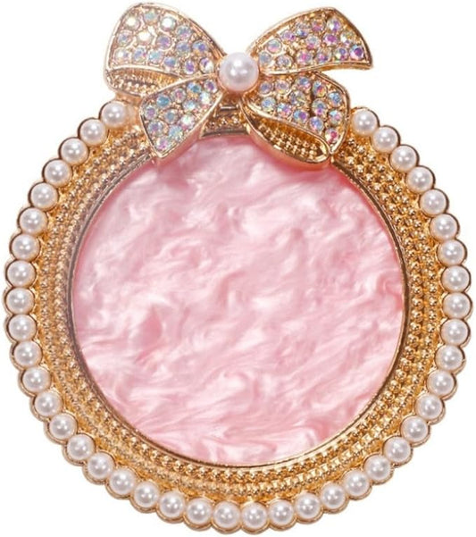 Bow Resin Nail Art Palette, Nail Polish Makeup Mixing Plate, Bow Shaped Pearl Inlaid with Diamonds Nail Display Board Palette (Pink)-Velvo Beauty