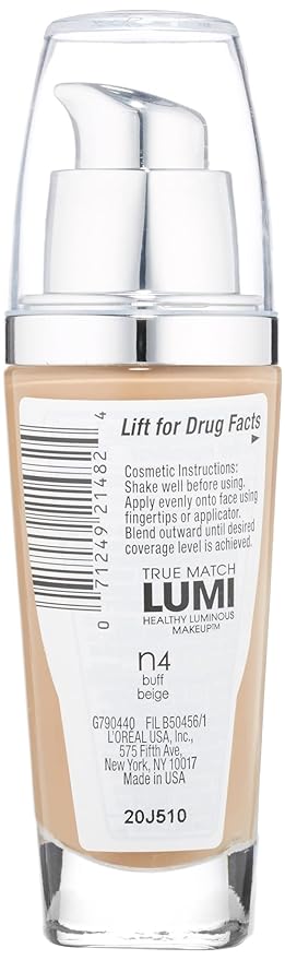 L'Oreal Paris True Match Lumi Healthy Luminous Makeup, N4 Buff Beige, 1 fl; oz.-Velvo Beauty