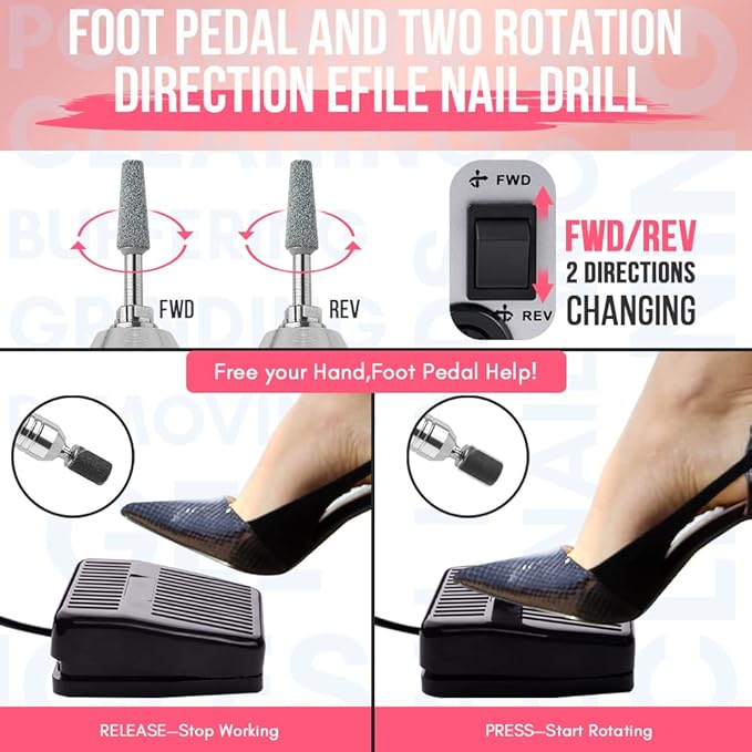 Makartt Nail Drill - Portable Electric Nail File Machine Geneviere E File Pink JD700 Professional 30000RPM Manicure Drill for Acrylic Nails Poly Nail Gel Polish Beauty Gift-Velvo Beauty