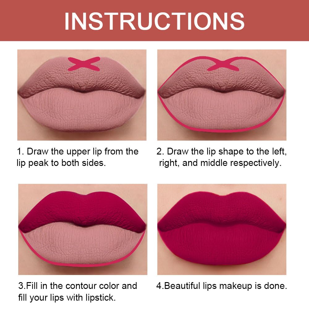 Kaely 2-in-1 Plum Red Lip Liner & Lipstick Set Kit for Women, Matte Lips Kit with Lip Liner Lip Stains Long Lasting Waterproof 24 Hour Lipstick and Lip Liners Combo Lipliners Pencil Set 02-Velvo Beauty
