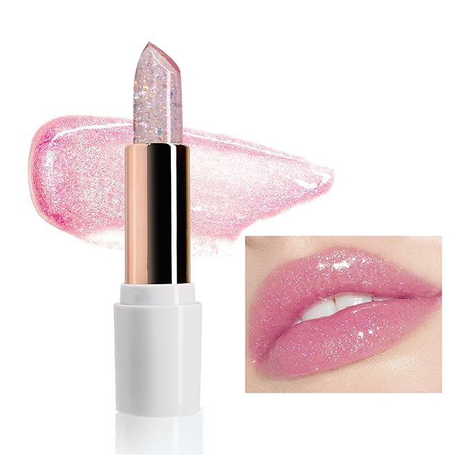 Magic Color Changing Lipstick, pH Lip Balm Glitter Shimmer Lipstick Plumping Glimmer Glow Jelly Lipstick, Hydrating Lasting Nourishing Moisture Lip Care Temperature Color Change Lip Gloss (4#)-Velvo Beauty
