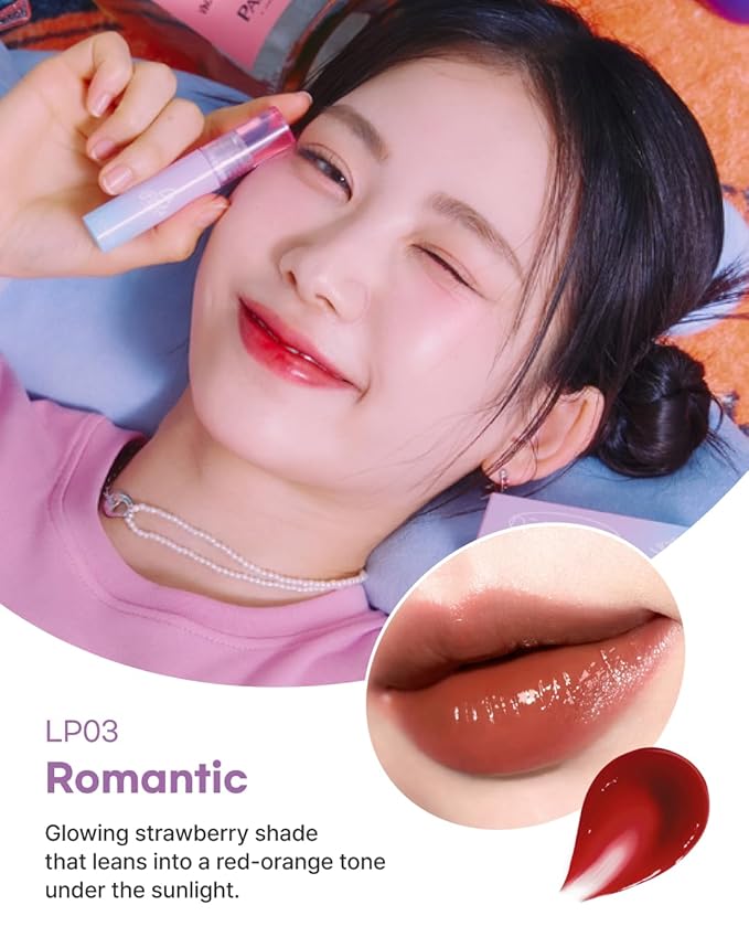 DEARMAY LA PISTE LIP TINT LP03 Romantic 0.14 oz. long lasting lip stain with glossy finish and lightweight texture, non sticky, hydrating formula with no flaking and glassy vivid tint, korean makeup-Velvo Beauty