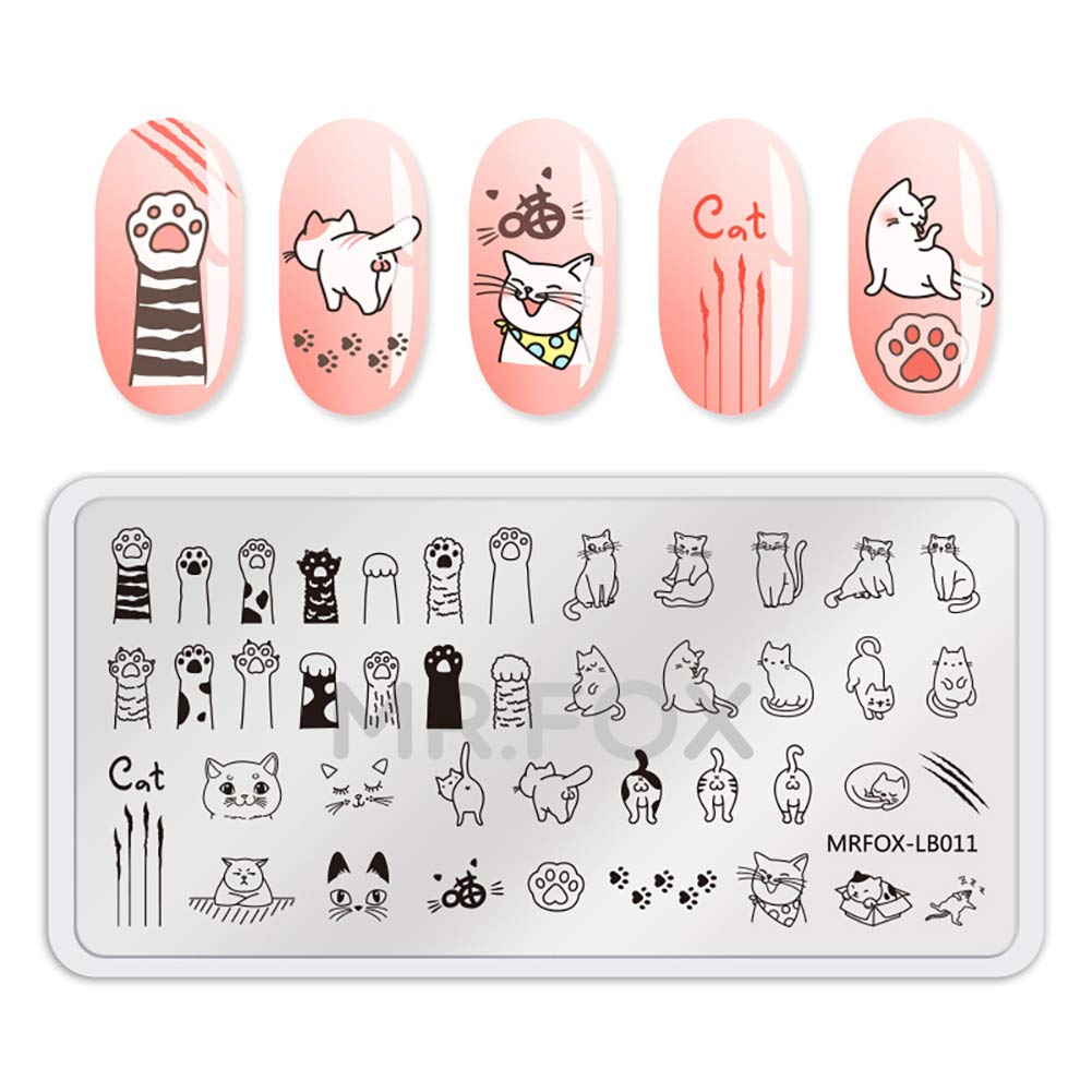 MR.FOX 5 pcs Nail Printing Board Set a Variety of cat Claws Kittens Puppies Unicorns and Other Patterns Art DIY Stamping templates-Velvo Beauty