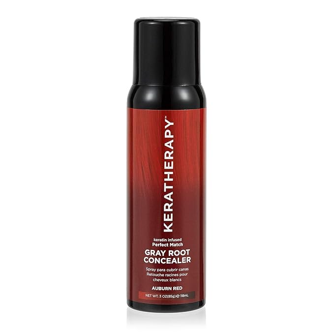 Keratherapy Keratin Infused Perfect Match Gray Root Concealer Spray, Auburn Red, 3 oz, 118 ml - Root Cover Up Spray to Hide Gray Roots - Keratin Therapy Hair Darkening & Temporary Scalp Concealer-Velvo Beauty