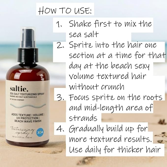 Sea Salt Hair Volumizing Spray Adds Texture, Volume, UV Protection, Beach Wave Finish I For All Hair Types (8.5 fl. oz./250ml)-Velvo Beauty