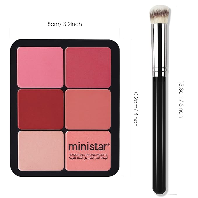 12 Colors Cream [Blush] Makeup Palette for Cheeks - Multi-functional Blush Makeup Palette with Brush, Natural Matte Long Wearing, Waterproof Blendable Face Makeup Palette (#01)-Velvo Beauty