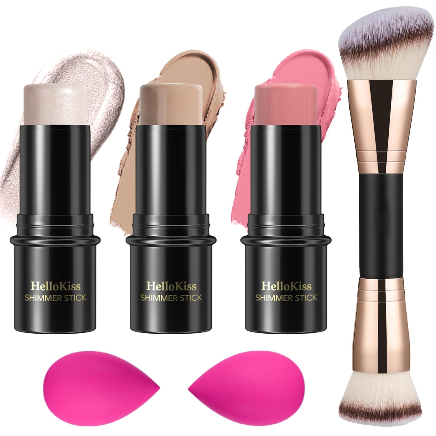 3 Pcs Cream Contour Stick Makeup Kit, Shades with Highlighter Stick, Blush Stick and Bronzer Contour Stick for Sculpt the Cheeks, Waterproof, Matte & Dewy Finish (Fair,#01+#08+#13)-Velvo Beauty