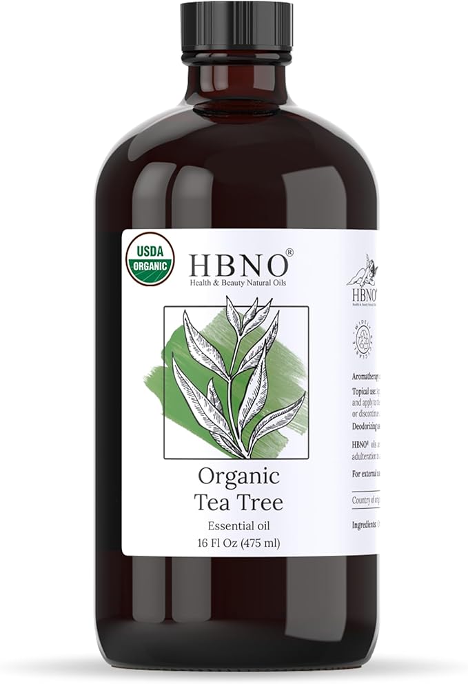 HBNO Organic Tea Tree Oil - Huge 16 oz (475ml) Large Size - Ideal for Diffusers, Cleaning Agents, Deodorizers, and Flavoring Agents.-Velvo Beauty