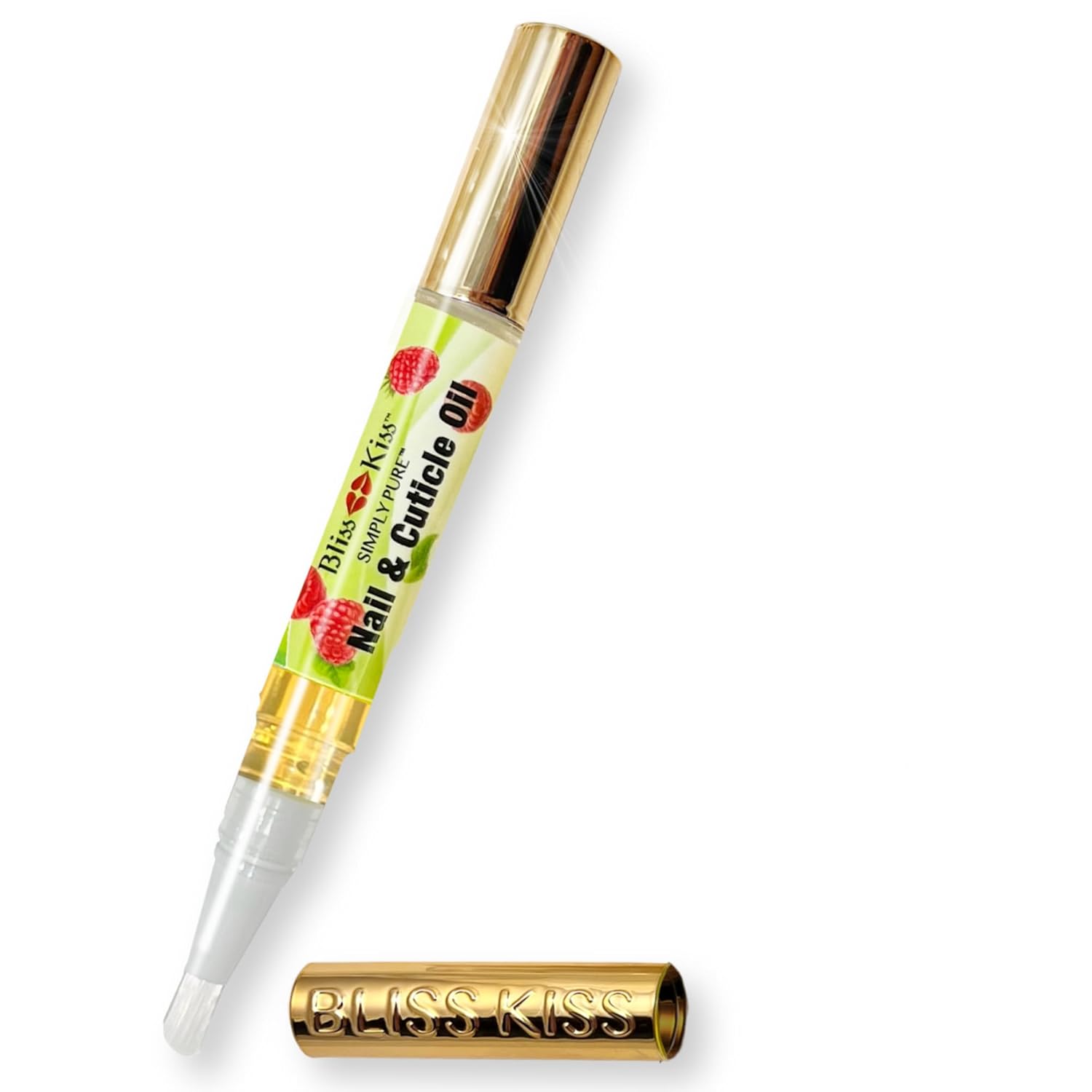 Bliss Kiss | 1 Juicy Raspberry Fragrance | Nail Oil Cuticle Pen w/Vitamin E & Jojoba⏤Nail Strengthener Nail Growth Serum for Brittle Peeling Breaking Thin Nails-Velvo Beauty