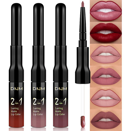 evpct 3Pcs Dark Red Nuetral Mauve Red Brown Matte Lip Liner Liquid Lipstick Stain Makeup Set for Women, Lip Liner Stain Long Lasting Waterproof Smudge Proof, Cruelty Free Lip Makeup 24 hours originale-Velvo Beauty