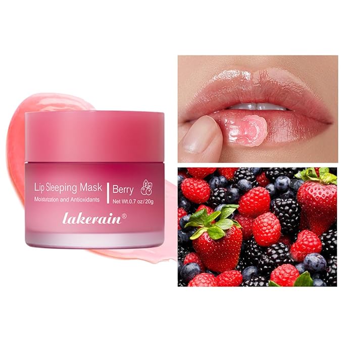 Hydrating Lip Sleeping Mask, Long Lasting Hydrating Night Lip Balms for Intensive Moisturizing and Care, Prevention Dry and Crack (BERRY) 0.7 OZ-Velvo Beauty