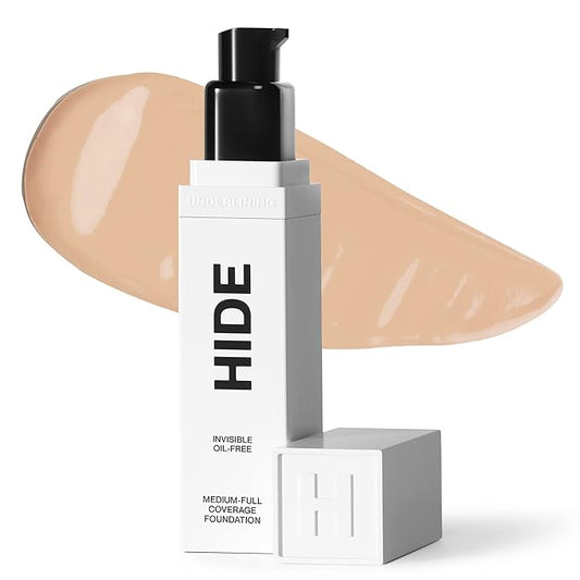 HIDE PREMIUM Liquid Foundation, Multi-Use Waterproof Foundation, Medium/Full Coverage Foundation, Shades for All Skin Types (See Shade Finder), Almond, 1 fl oz-Velvo Beauty