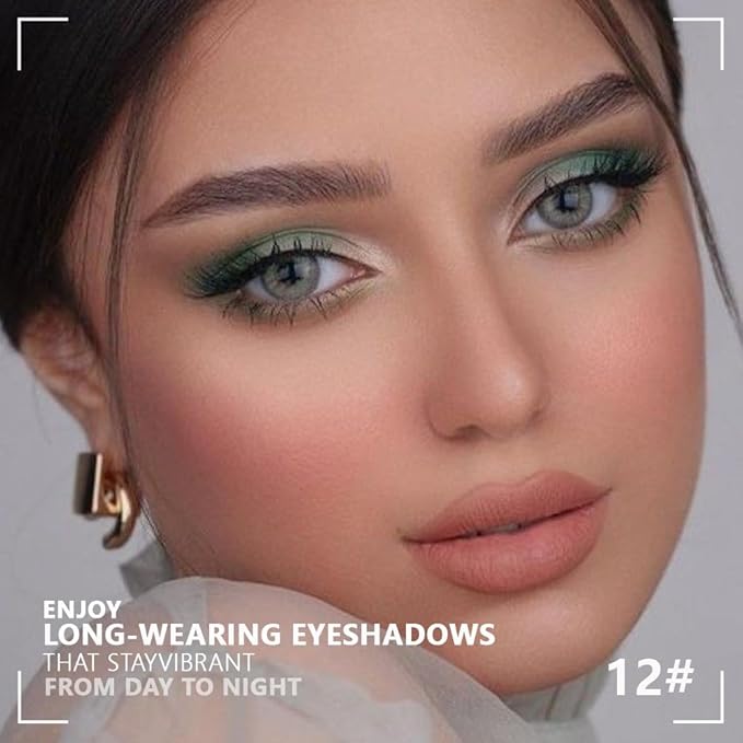 4 Colors Matcha Green Eye Shadow Powder Palette Makeup, Highly Pigmented Waterproof Matte Shimmer Quad Eyeshadow Palette for Women, paleta de sombras de ojos, Blendable, Vegan 12-Velvo Beauty