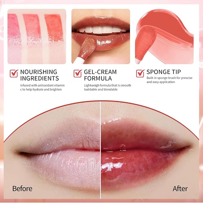 Hydrating Lip Glow Oil, Moisturizing Lip Glow Oil, Nourishing Glossy Transparent Lip Oil, Plumping Lip Oil, Lip Balm, Non-sticky Tinted Toot Lip Balm for Lip Care (ROSEWOOD) 0.2 OZ-Velvo Beauty
